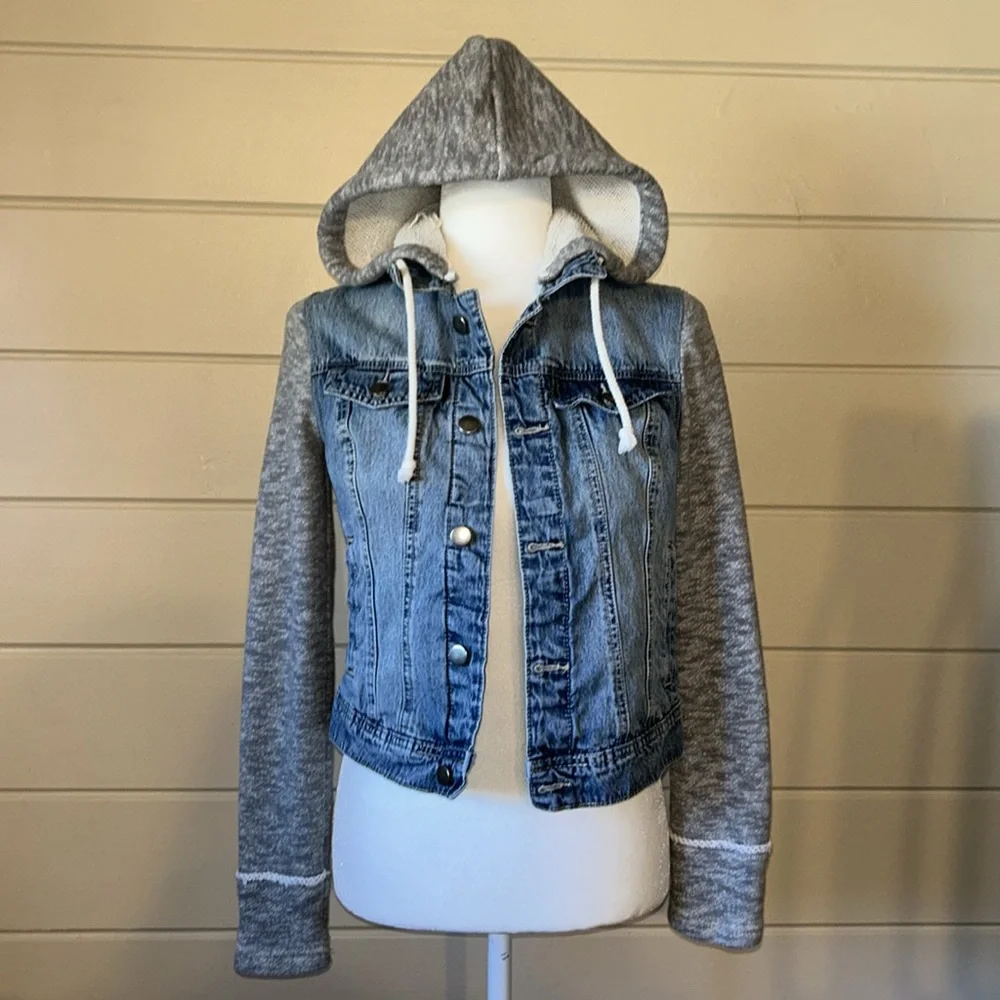 No Blue Los Angeles Faux Knit Hooded Jacket – Size Small - Picture 1 of 13